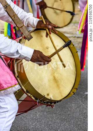 Drummers with colorful musical instruments 119598700