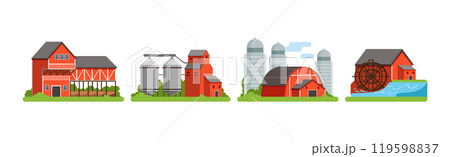 Farm Building and Rural Agriculture Infrastructure Vector Set Farm Building and Rural Agriculture Infrastructure Vector Set 119598837