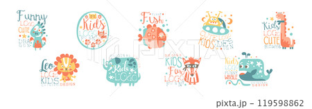 Cute and Funny Kids Logo Design Vector Set Cute and Funny Kids Logo Design Vector Set 119598862