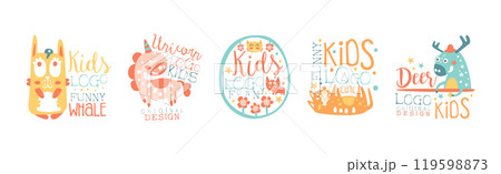 Cute and Funny Kids Logo Design Vector Set Cute and Funny Kids Logo Design Vector Set 119598873