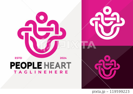 Letter U People Heart Logo Icon Vector Design. Creative simple logos designs illustration 119599223