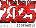 Happy New Year 2025 with Turkey flag inside 119599510
