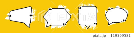 Set of white quote communication frame on yellow background. 119599581