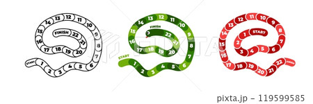 Snake board funny game for kids in cartoon style with numbers. Snake board funny game for kids in cartoon style with numbers. 119599585