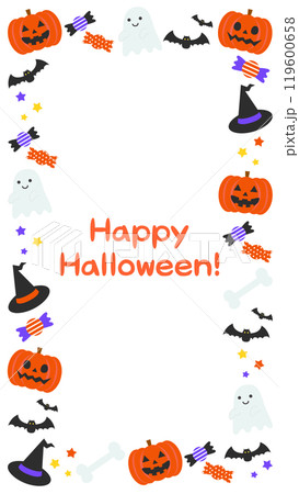 かわいいハロウィンの白フレーム背景ベクターイラスト素材【文字あり】【縦長】 119600658