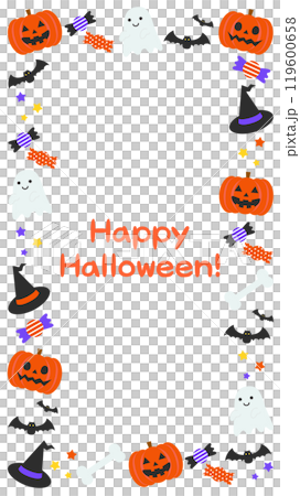かわいいハロウィンの白フレーム背景ベクターイラスト素材【文字あり】【縦長】 119600658