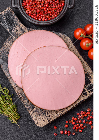 Delicious fresh ham with salt, spices and herbs Delicious fresh ham with salt, spices and herbs 119601516