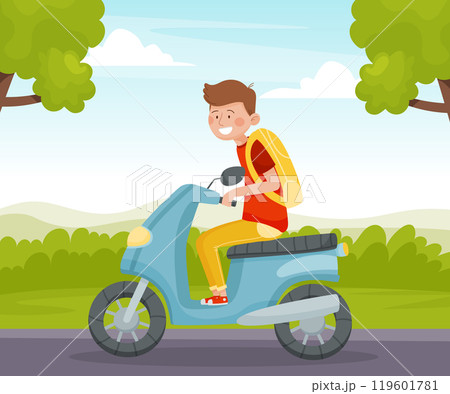 Man Travel Ride Scooter Enjoy Vacation Vector Illustration Man Travel Ride Scooter Enjoy Vacation Vector Illustration 119601781