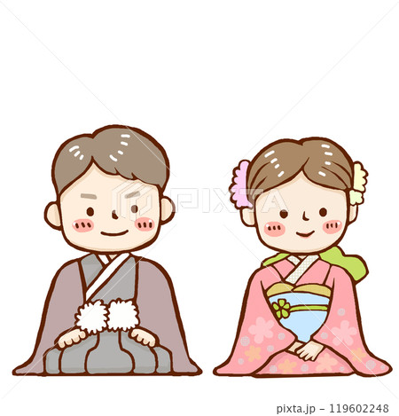 着物を着た正座する子供たち 着物を着た正座する子供たち 119602248