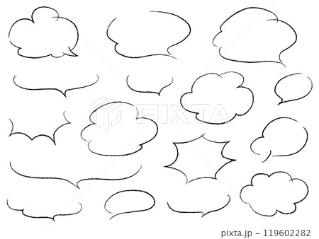 手書きのふきだしセット（鉛筆風・線画のみ） 119602282