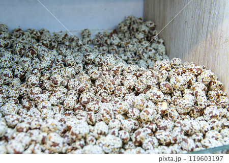 peanut sesame diet white ingredient nut sweet vegetarian brown background healthy seed food 119603197