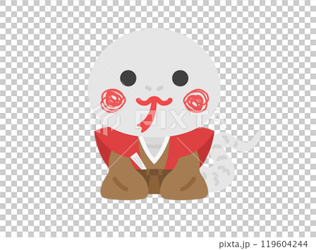 穿著和服打招呼的白蛇角色的插圖 穿著和服打招呼的白蛇角色的插圖 119604244