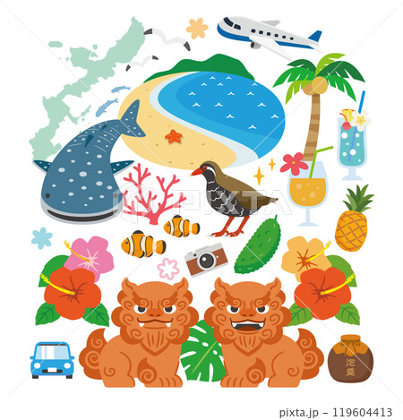 沖縄のイラストセット 沖縄のイラストセット 119604413