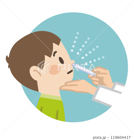 経鼻ワクチン接種のイラスト 119604417