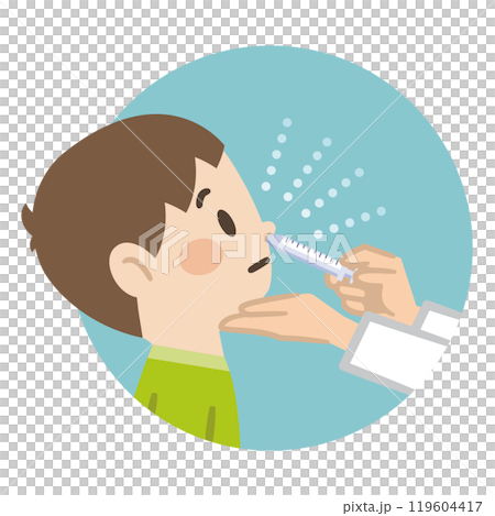 経鼻ワクチン接種のイラスト 119604417