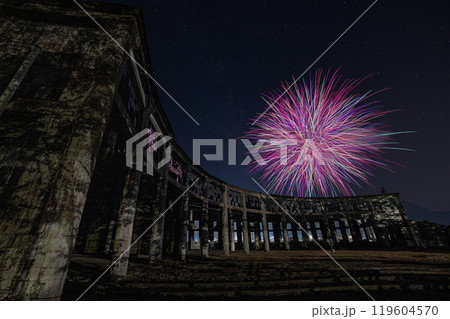 豊後森機関庫と童話の里夏まつりの花火大会 119604570