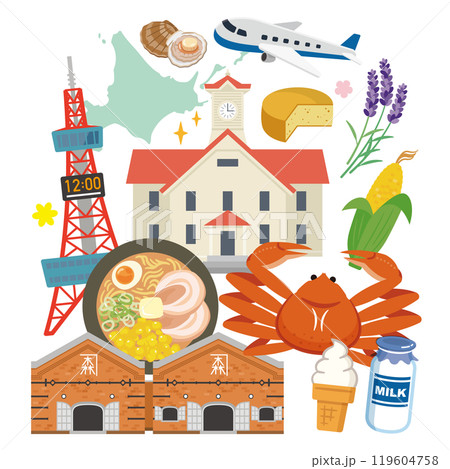 北海道のイラストセット 119604758