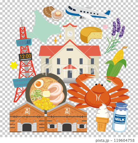 Hokkaido illustration set 119604758