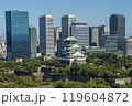 過去と現代の融合。高層ビル群と大阪城 119604872