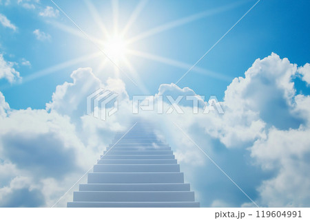 天国への階段 - 青空に続く幻想的な風景イメージ 天国への階段 - 青空に続く幻想的な風景イメージ 119604991