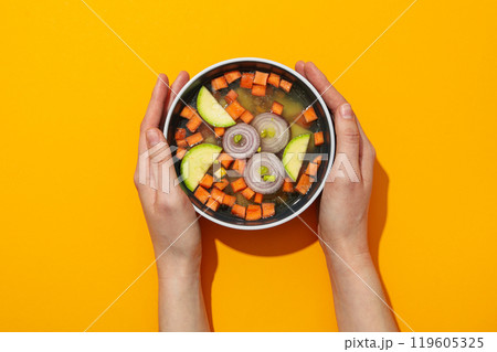 Vegetable soup, healthy nutrition and healthy lifestyle 119605325