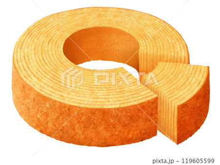 カットしてずらしたバウムクーヘン プレーン カットしてずらしたバウムクーヘン プレーン 119605599