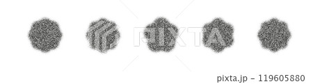 Halftone flower with a starburst pattern and gradient dots. hexagon shapes with grunge noise texture. Flat vector illustration isolated on white background. Halftone flower with a starburst pattern and gradient dots. hexagon shapes with grunge noise texture. Flat vector illustration isolated on white background. 119605880
