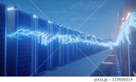 データーセンターのサーバーから発せられる電力イメージ 119606014
