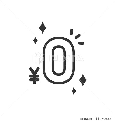 0円表示の無料アイコン(線画・白黒) 119606381
