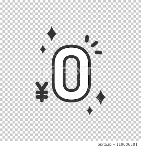 0円表示の無料アイコン(線画・白黒) 119606381