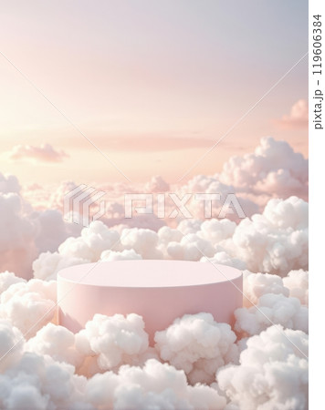 A cloud podium in a dreamy sky, perfect for serene product displays. 119606384