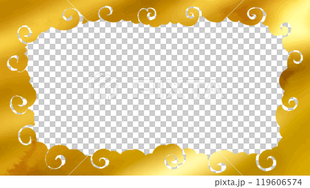 Gold Japanese and Chinese style swirling cloud background frame Gold Japanese and Chinese style swirling cloud background frame 119606574