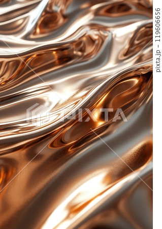 Abstract copper textures with fluid, wavy patterns. Metallic surfaces with shiny, rippled, and swirled designs Abstract copper textures with fluid, wavy patterns. Metallic surfaces with shiny, rippled, and swirled designs 119606656