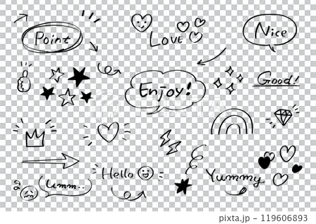 Cute hand-drawn style speech bubble set monochrome notebook 119606893