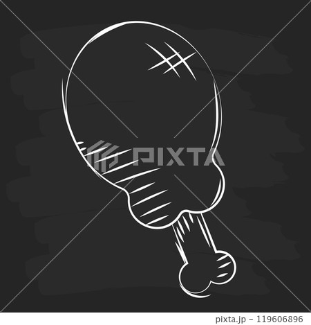 Hand-drawn chicken drumstick sketch with simple design Vector 119606896