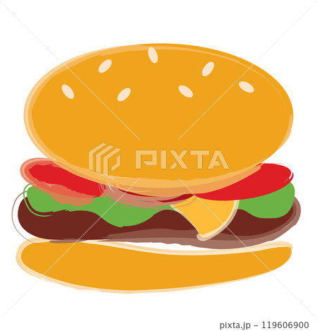 Colorful cheeseburger with toppings illustration Vector Colorful cheeseburger with toppings illustration Vector 119606900