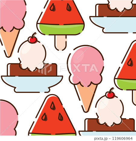 Pattern background with ice cream icons Vector Pattern background with ice cream icons Vector 119606964