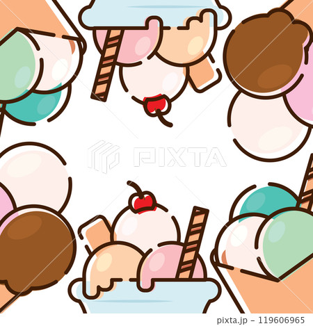 Pattern background with ice cream icons Vector 119606965