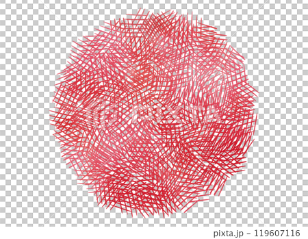 A red round frame drawn with colored pencils 119607116