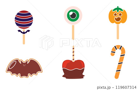 Halloween candy icons collection with spooky sweets Vector Halloween candy icons collection with spooky sweets Vector 119607314