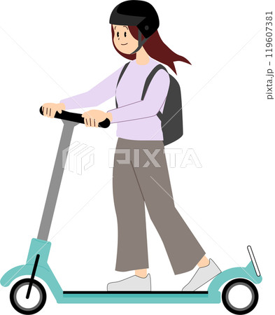 電動キックボードに乗る女性 119607381
