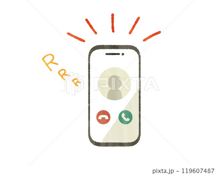 着信中のスマートフォン-ガッシュ 着信中のスマートフォン-ガッシュ 119607487