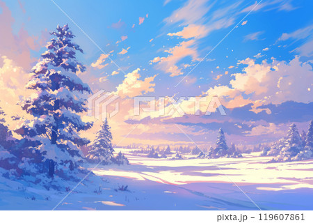 美しい雪景色のイラスト素材 [119607861] - PIXTA