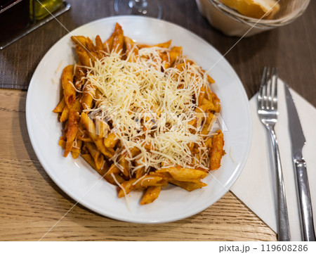 Italian bolonesa, bolognese noodles with tomato sauce and parmesan bolognese sauce Italian bolonesa, bolognese noodles with tomato sauce and parmesan bolognese sauce 119608286