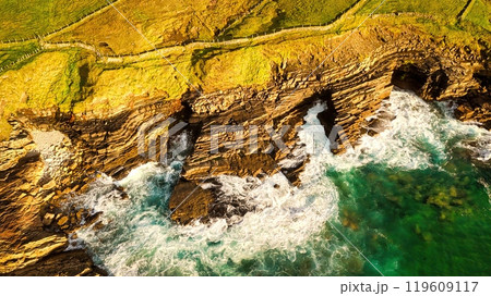 Beautiful Ireland - Enjoy the breathtaking view of a stunning coastal landscape with rocky cliffs Beautiful Ireland - Enjoy the breathtaking view of a stunning coastal landscape with rocky cliffs 119609117