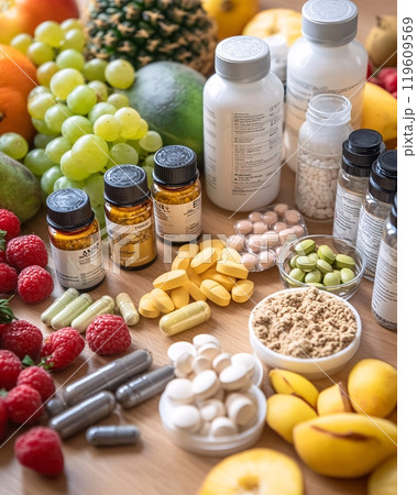 Vitamin and dietary supplements for healthy in daily life 119609569