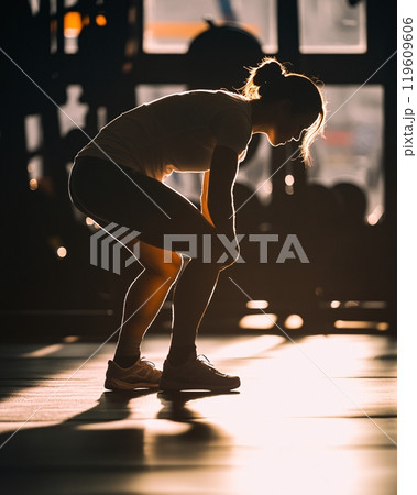 Strength training by exercise with equipment and machine. Cardiovascular health concept 119609606
