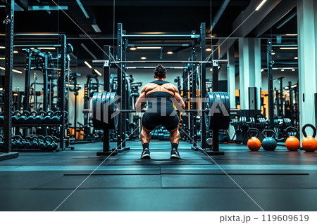 Strength training by exercise with equipment and machine. Cardiovascular health concept Strength training by exercise with equipment and machine. Cardiovascular health concept 119609619
