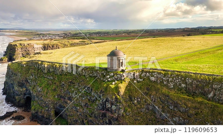 Mussenden Temple at the west coast of Northern Ireland in an enchanting Coastal Landscape featuring 119609653