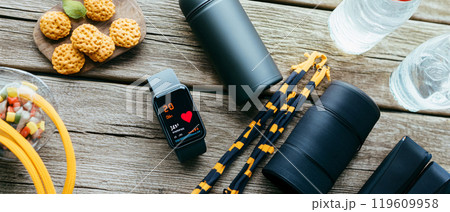 Strength training by exercise with equipment and machine. Cardiovascular health concept 119609958